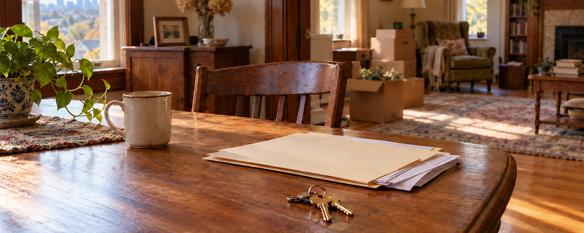 Keys and paperwork in an inherited home